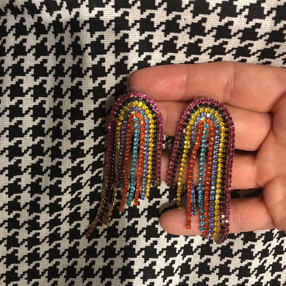 Multi colored crystal chandelier earrings